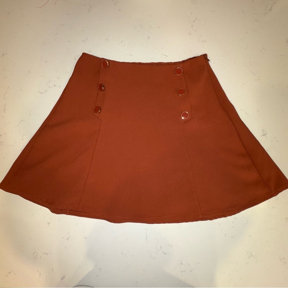 Y2K Forever 21 Small Burnt Orange Button Mini Skirt